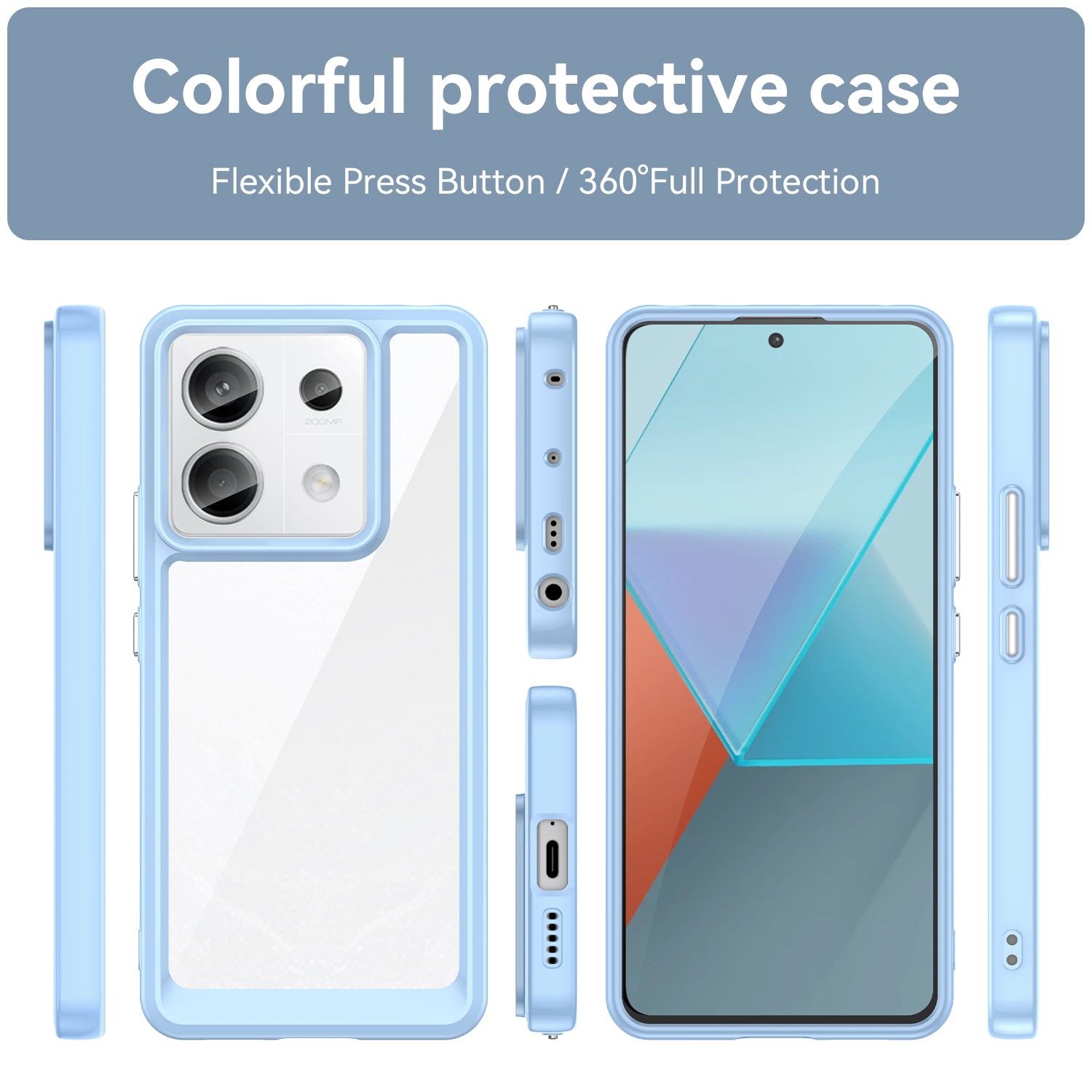 For Xiaomi Redmi Note 13 Pro 5G / Poco X6 5G Phone Case TPU+Acrylic Protective Cover - Blue For Xiaomi Redmi Note 13 Pro 5G / Poco X6 5G Phone Case TPU+Acrylic Protective Cover - Blue
